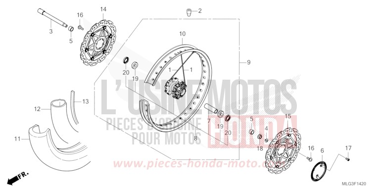ROUE AVANT (1) de Africa Twin DCT GRAND PRIX RED (R380B) 2022
